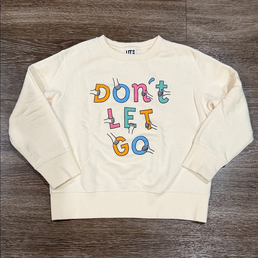 Uniqlo Kids Cream Long Sleeve Tee with Colorful Print